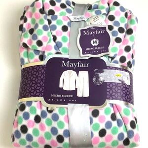 Mayfair long sleeve micro fleece pullover top and pant set pajamas M